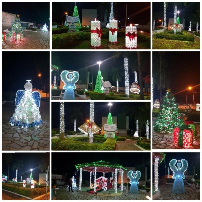 Prefeitura de Campos Verdes confecciona decoraÃ§Ã£o de natal com garrafas pets