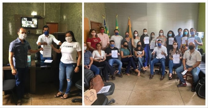 Prefeito SÃ¡vio Soares da posse a 16 novos Servidores Municipais