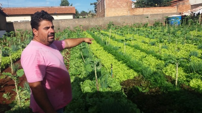 Morador de Aparecida de GoiÃ¢nia transforma lotes vazios em hortas